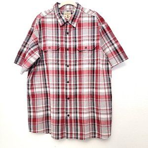 Red Head Brand Company Red Gray Black Plaid Short Sleeve Button Up Shirt Size XL